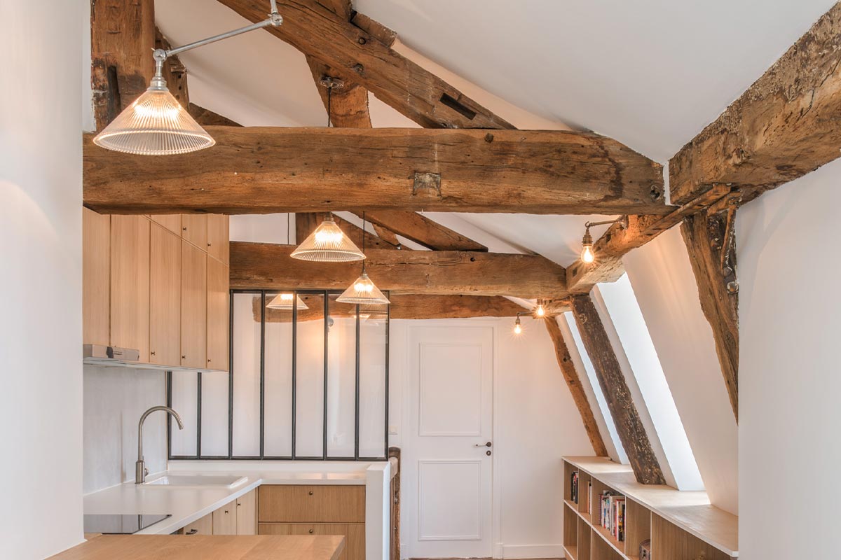 Rustic Kitchen Space in Small Apartment