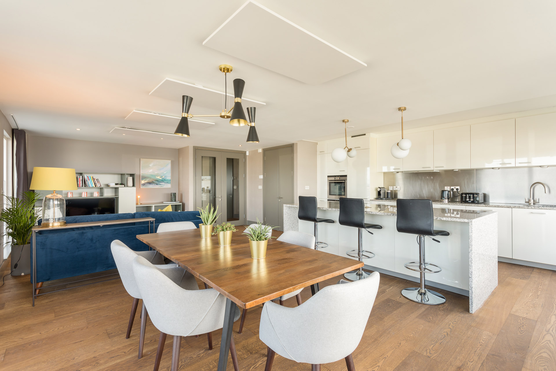 Our Cairo chandelier creates a focal point in this penthouse apartment in Dublin