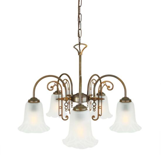 Medan Traditional Brass/Glass Five-Arm Chandelier