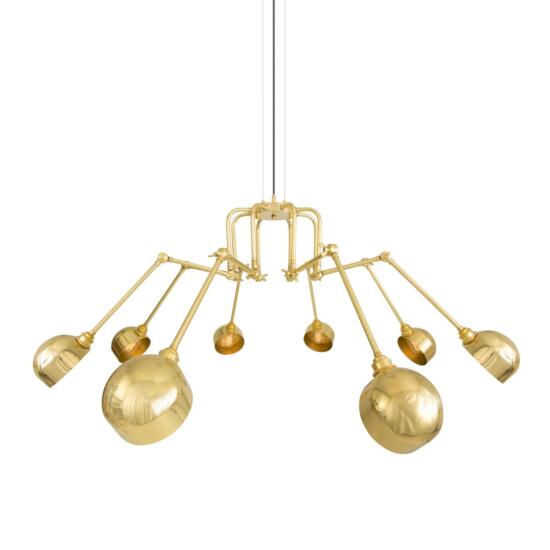 San Jose Large Modern Eight-Arm Brass Chandelier