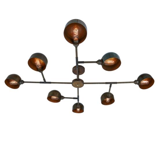 Santa Anita Industrial Flush Chandelier, Eight Arm