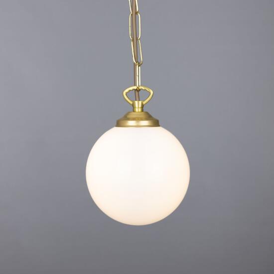 Yaounde Opal Frosted Glass Globe Pendant Light 14cm, Satin Brass