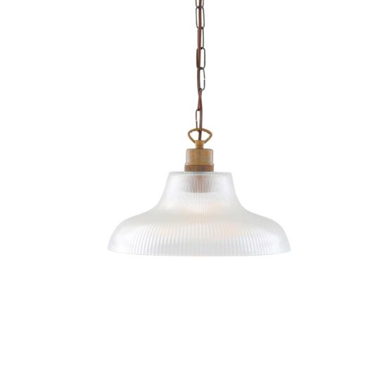 London Prismatic Railway Glass Pendant Light 30cm, Antique Brass