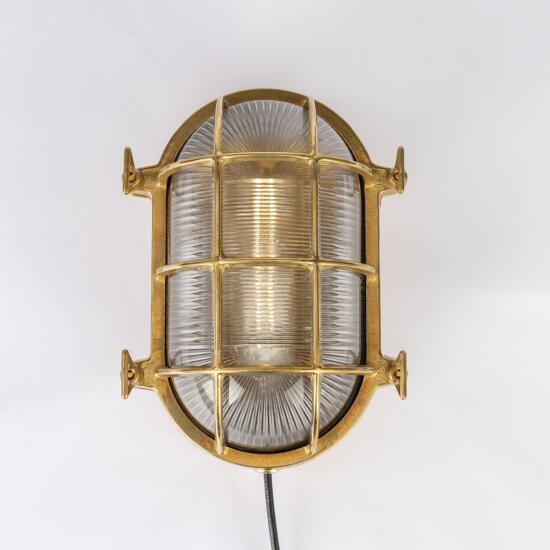 Ross Marine Nautical Bulkhead Wall Light IP54, Antique Brass