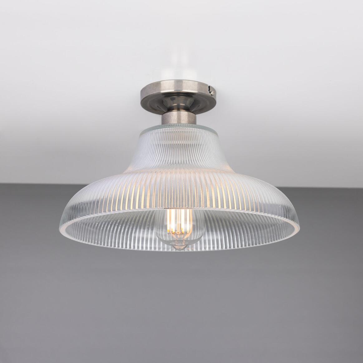 Mono Industrial Prismatic Glass Flush Ceiling Light 30cm main product image