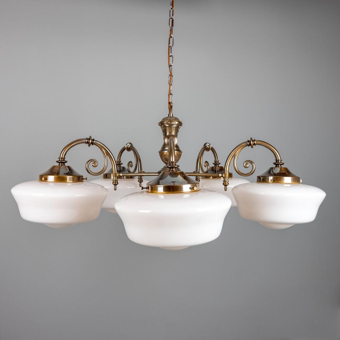 Clones 1920's Schoolhouse Chandelier, Five-Arm main product image