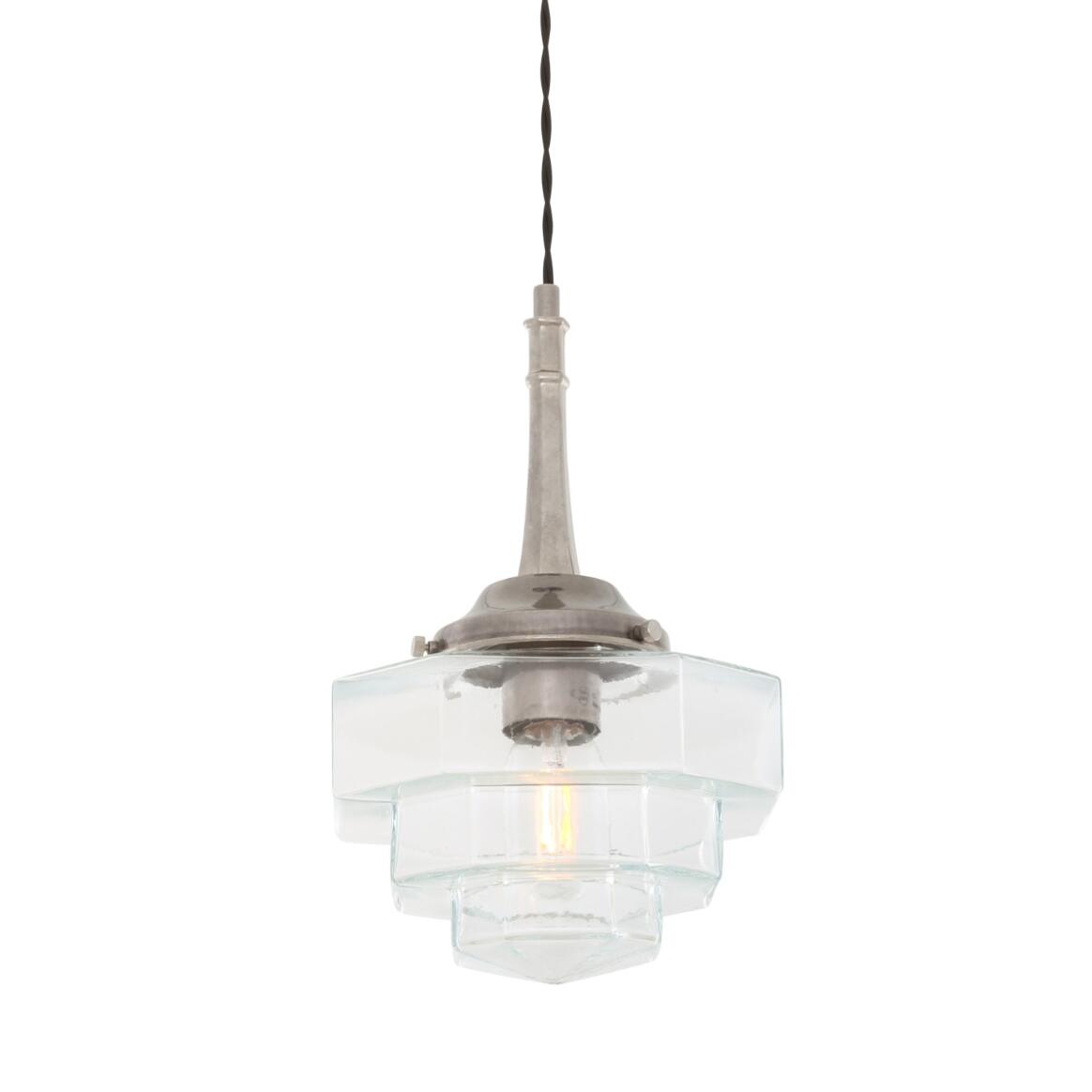 Novato Pendant with Hexagonal Stepped Glass Shade main product image