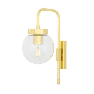 Auburn Modern Clear / Opal Globe Wall Light 15cm, Polished Brass