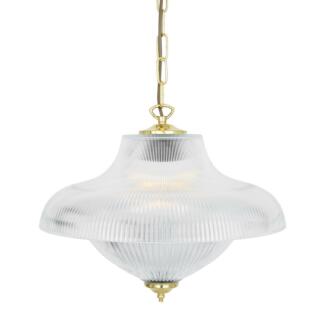 Essence Vintage Prismatic Glass Pendant Light 40cm, Polished Brass