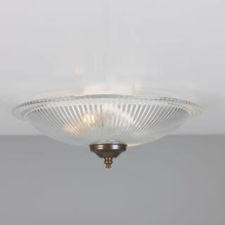 Nicosa Shallow  Prismatic Glass Flush Ceiling Light 30cm, Antique Brass