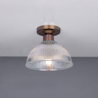 Erbil Prismatic Glass Flush Ceiling Light 19cm, Antique Brass