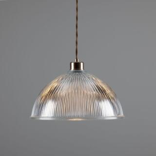 Nova Prismatic Glass Dome Pendant Light 30cm, Polished Chrome