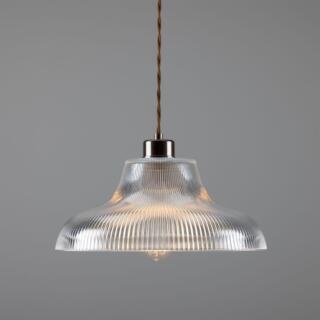 Mono Industrial Railway Glass Pendant Light 30cm, Polished Copper