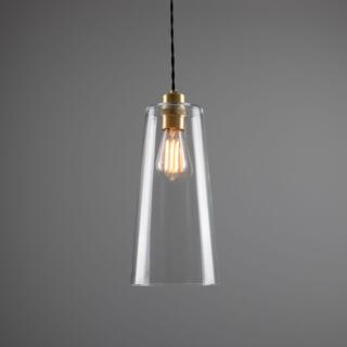 Malang Tall Slender Clear Glass Pendant Light 14cm, Antique Silver