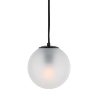 Venice Minimalist Glass Globe Pendant Light 17cm, Matt Black and Frosted Glass