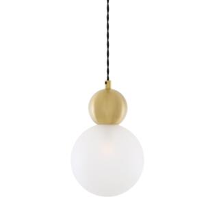 Helena Brass and Glass Ball Pendant Light 15cm, Satin Brass, Opal Glass