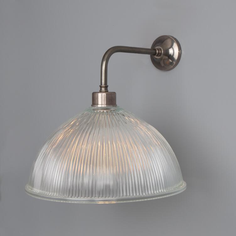 Nova Vintage Prismatic Glass Wall Light 30cm, Antique Silver